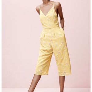NWT Yellow Floral Culotte Jumpsuit - size Medium